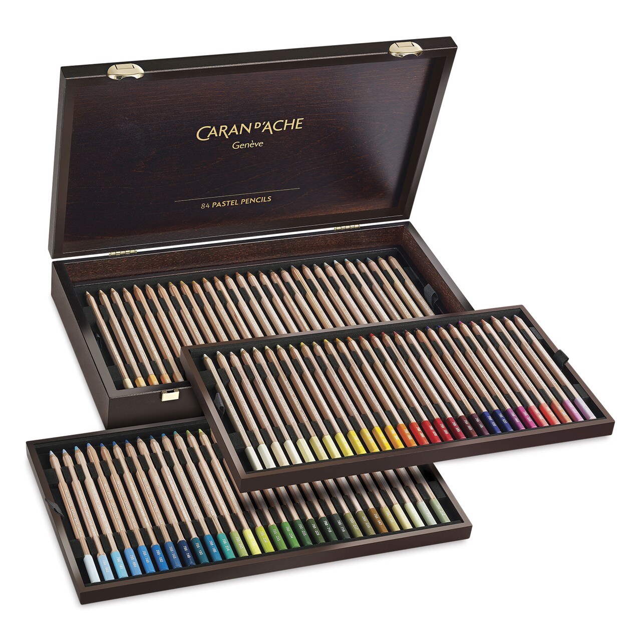Caran d'Ache Pastel Pencil Set - Set of 84, Wooden Box, Assorted Colors